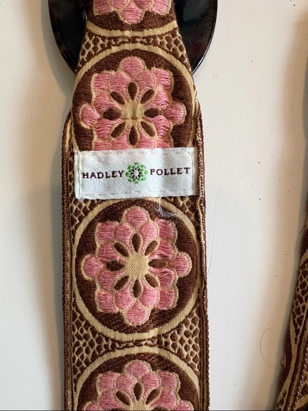 Hadley Pollet Embroidered Floral Belt - Pink Blue Flowers - Approx M/L